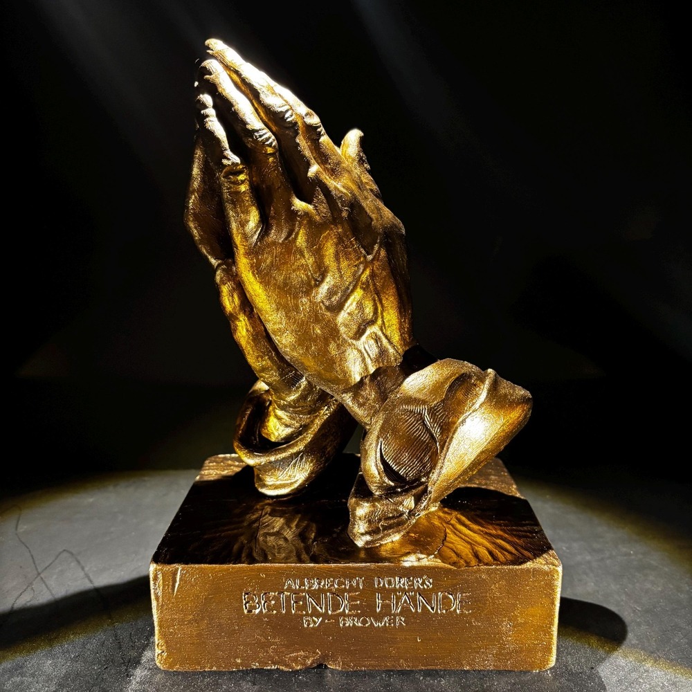 Vintage Dürer Praying Hands Plaster Cast – Bronze Finish, Esco 1960